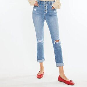 Kancan Tove Ultra High Rise Waisted Mom Tapered Leg Button Fly Retro Jean Pant 7